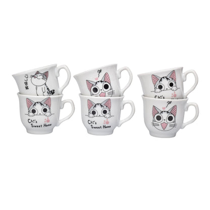 POCILLO SET X 6 PZAS CERAMICA 60ML DISEÑO DE GATO DIM:5X5X6