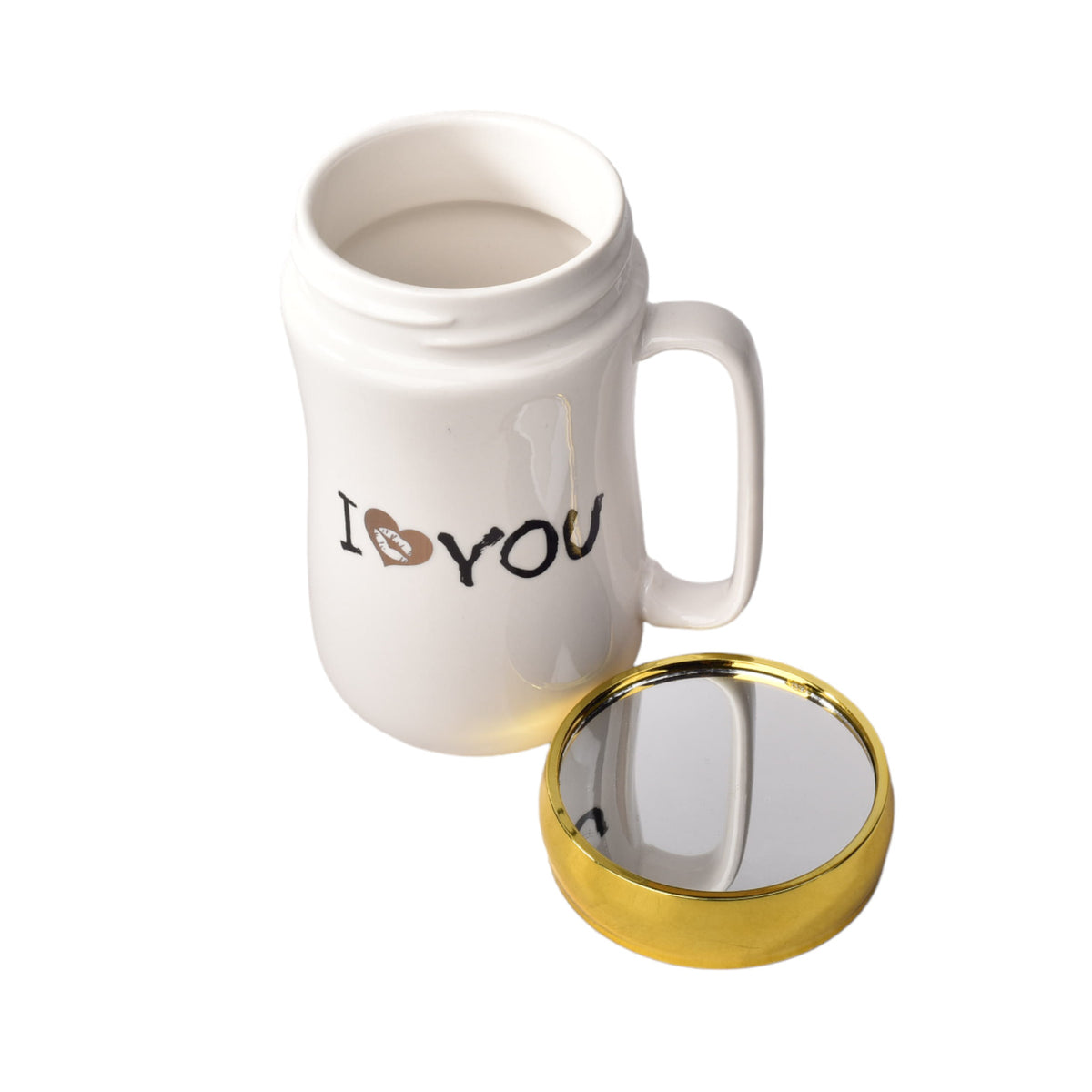 mug pocillo color blanco en ceramica grande con tapa