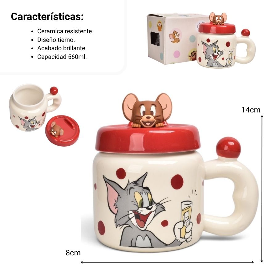 mug pócillo ceramica con tapa 560ml prj