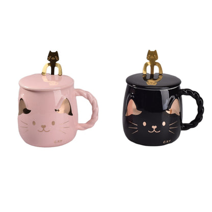 MUG POCILLO GATO CON CUCHARA CERAMICA