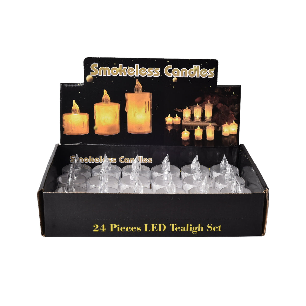 vela x 24und decorativa transparente plastica de pila dim:3x3x5