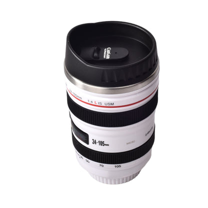 TERMO METALICO 400ML VASO BLANCO FORMA LENTE CAMARA