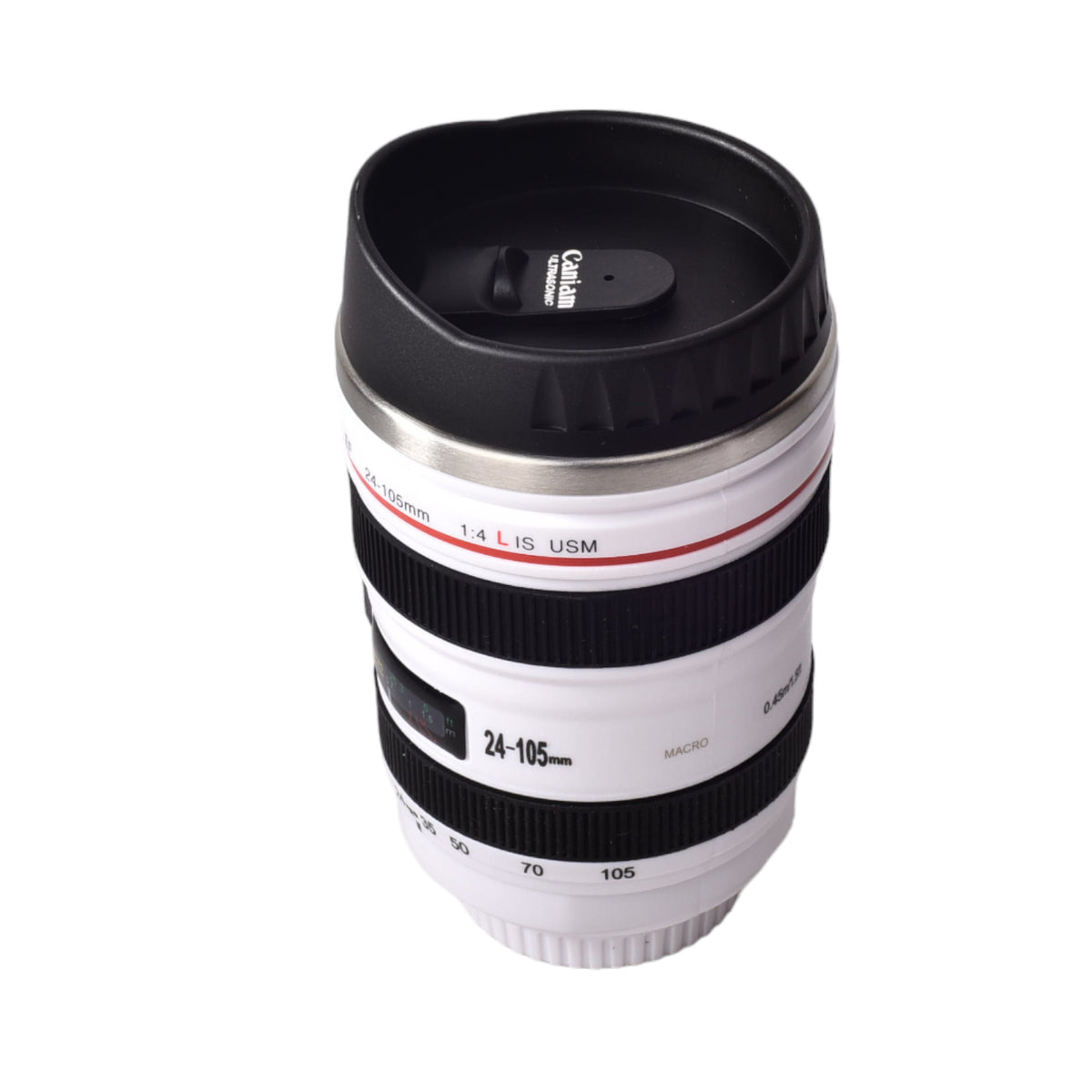 termo acero inoxidable 400ml dim: 10x15 lente camara blanco