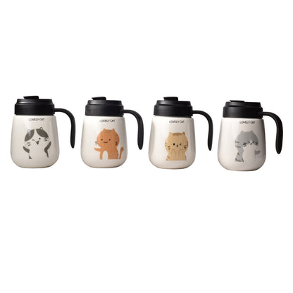 MUG POCILLO BLANCO DISEÑO DE GATOS EN CERAMICA GRANDE