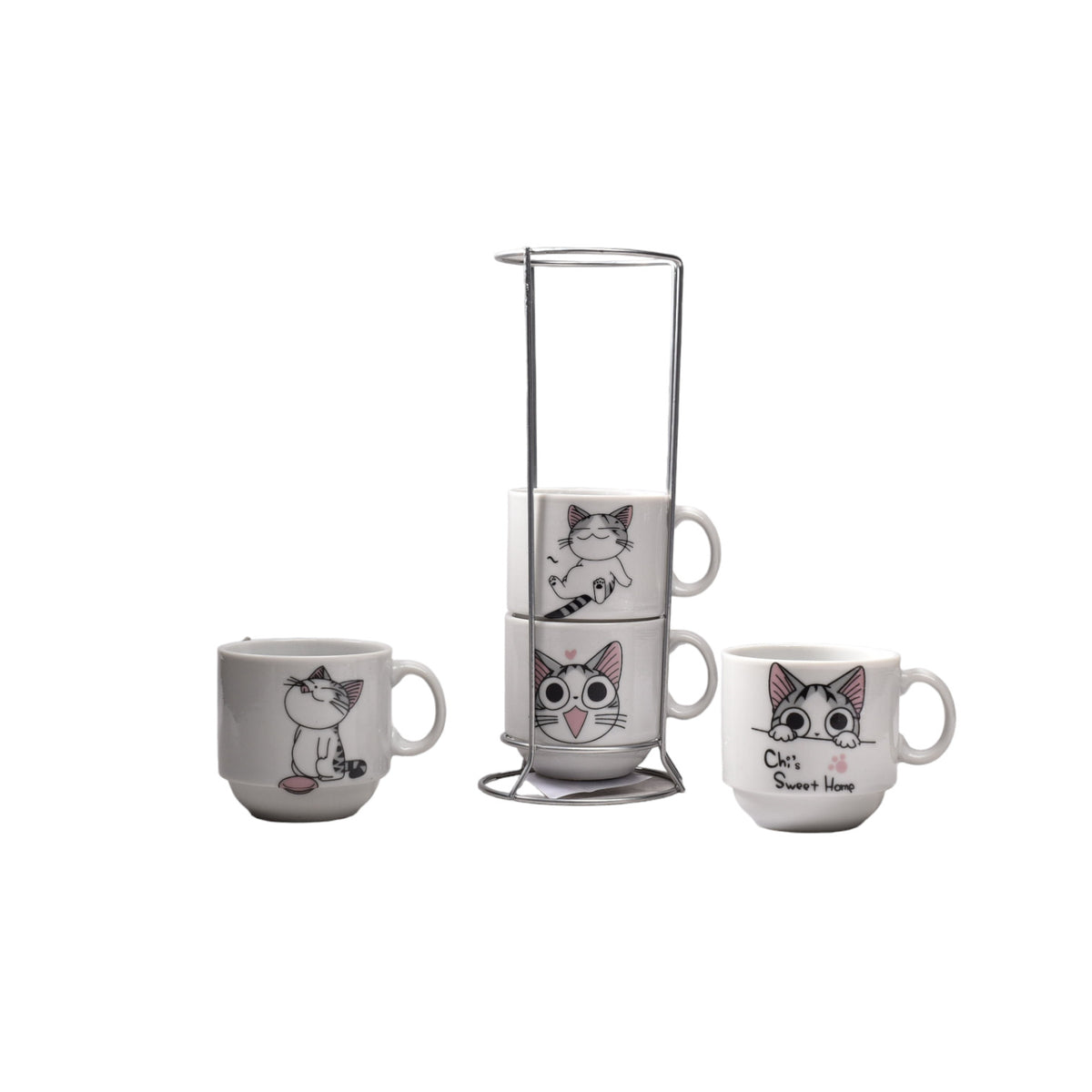 set 4pcs pocillos ceramica con base pequeño