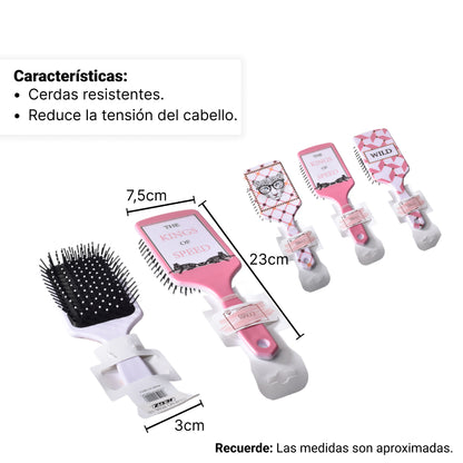 CEPILLO PLASTICO PARA CABELLO VARIOS DISEÑOS DIM:7X24X4