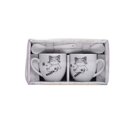 POCILLOS CON CUCHARAS SET 2PCS CERAMICA DIM:5*6*6CM