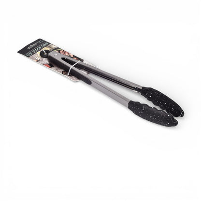 PINZA PARA COMIDA ACERO SILICONA NEGRO DIM:35X4X3