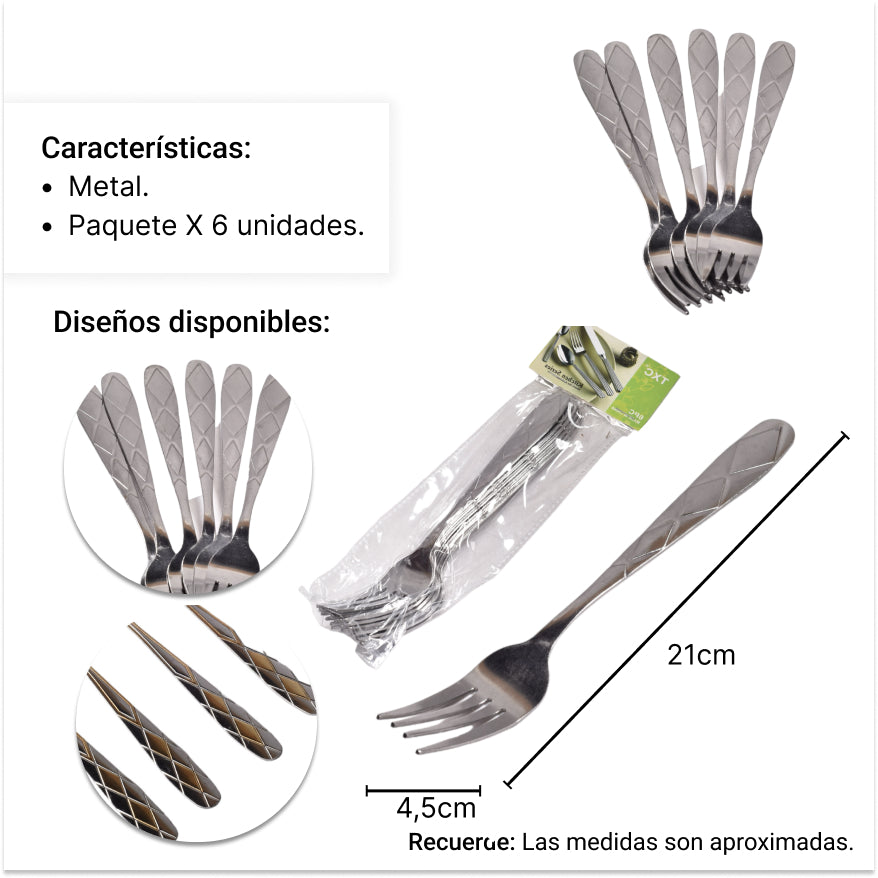 tenedor x6und en metal acero inoxidable