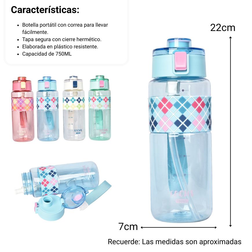 botella de agua 750ml plastica