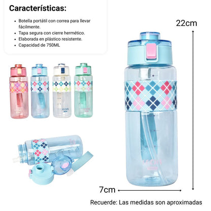 BOTELLA DE AGUA 750ML PLASTICA