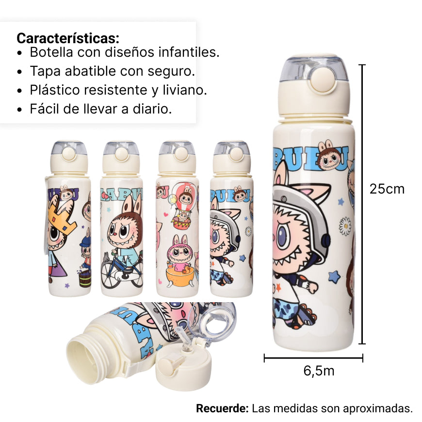 botella de agua 700ml personaje dim:6x6x25