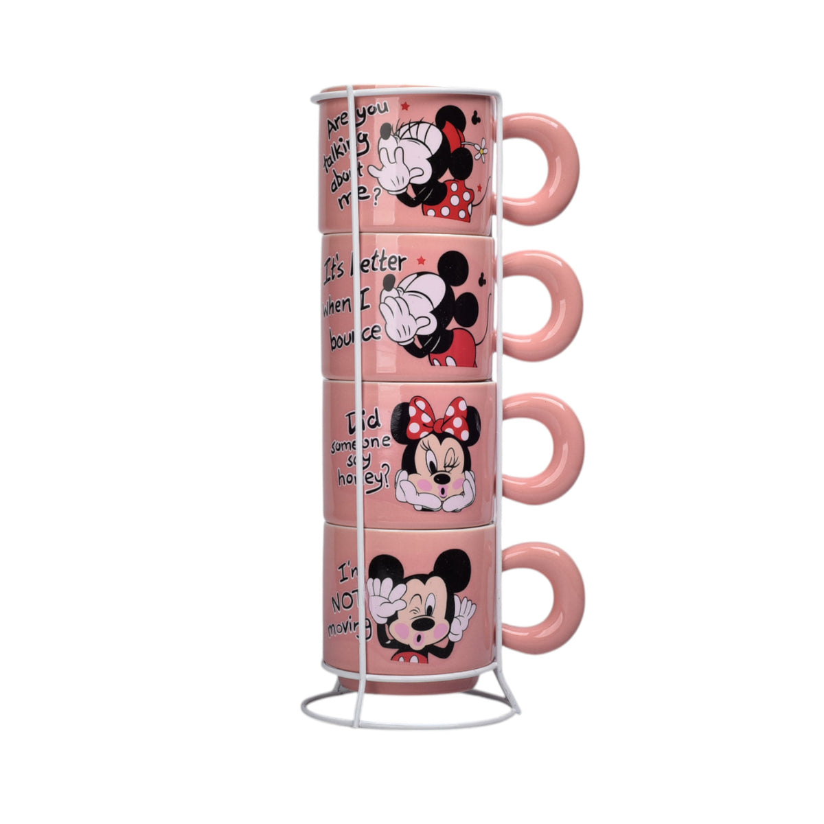 set 4pcs pocillos con base ceramica 120ml personaje
