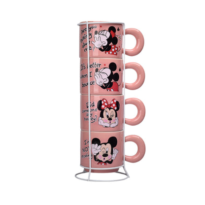 SET 4PCS POCILLOS CON BASE CERAMICA 120ML PERSONAJE
