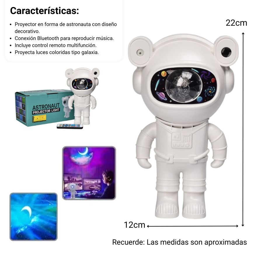 proyector con cable usb recargable forma astronauta plastico