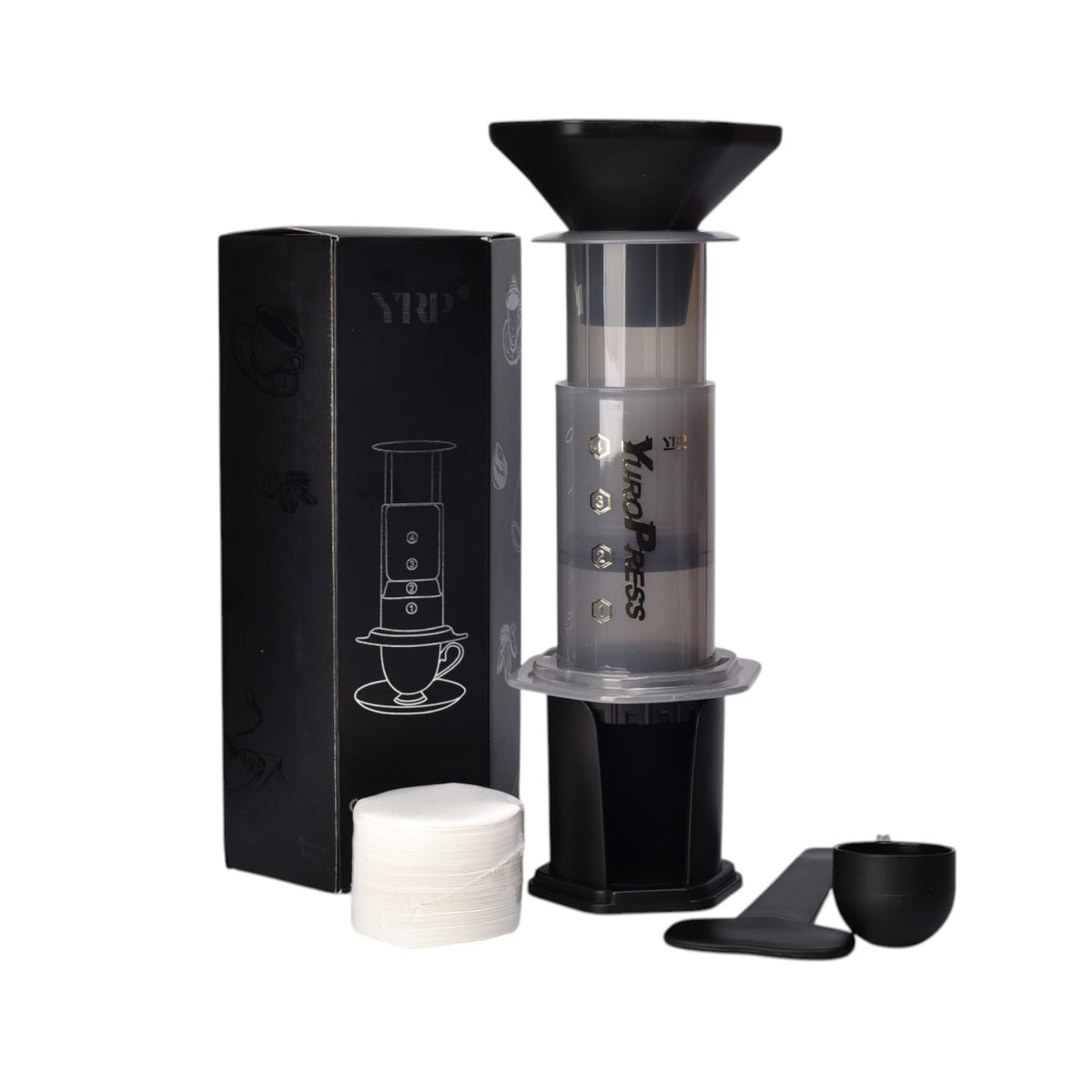 cafetera prensa francesa plastico negro  dim:10x8x13