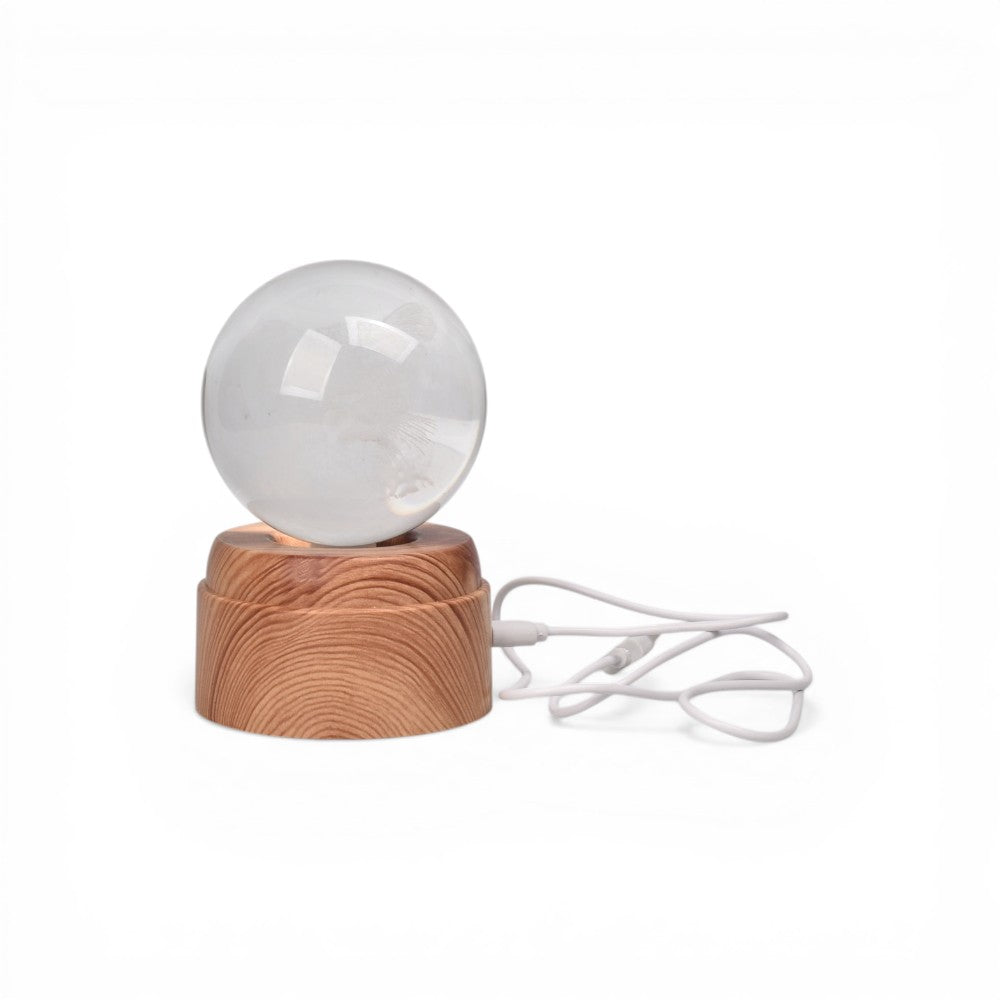 lampara esfera cristal con base giratoria dim:8x8