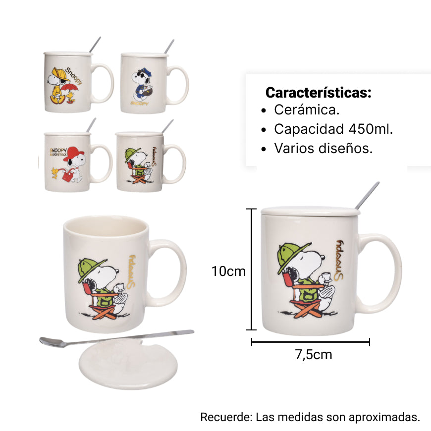 pocillo ceramica snoopy personaje 350ml dim:10x7