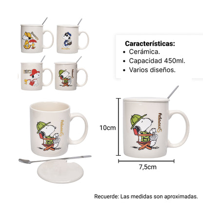 POCILLO CERAMICA SNOOPY PERSONAJE 350ML DIM:10X7