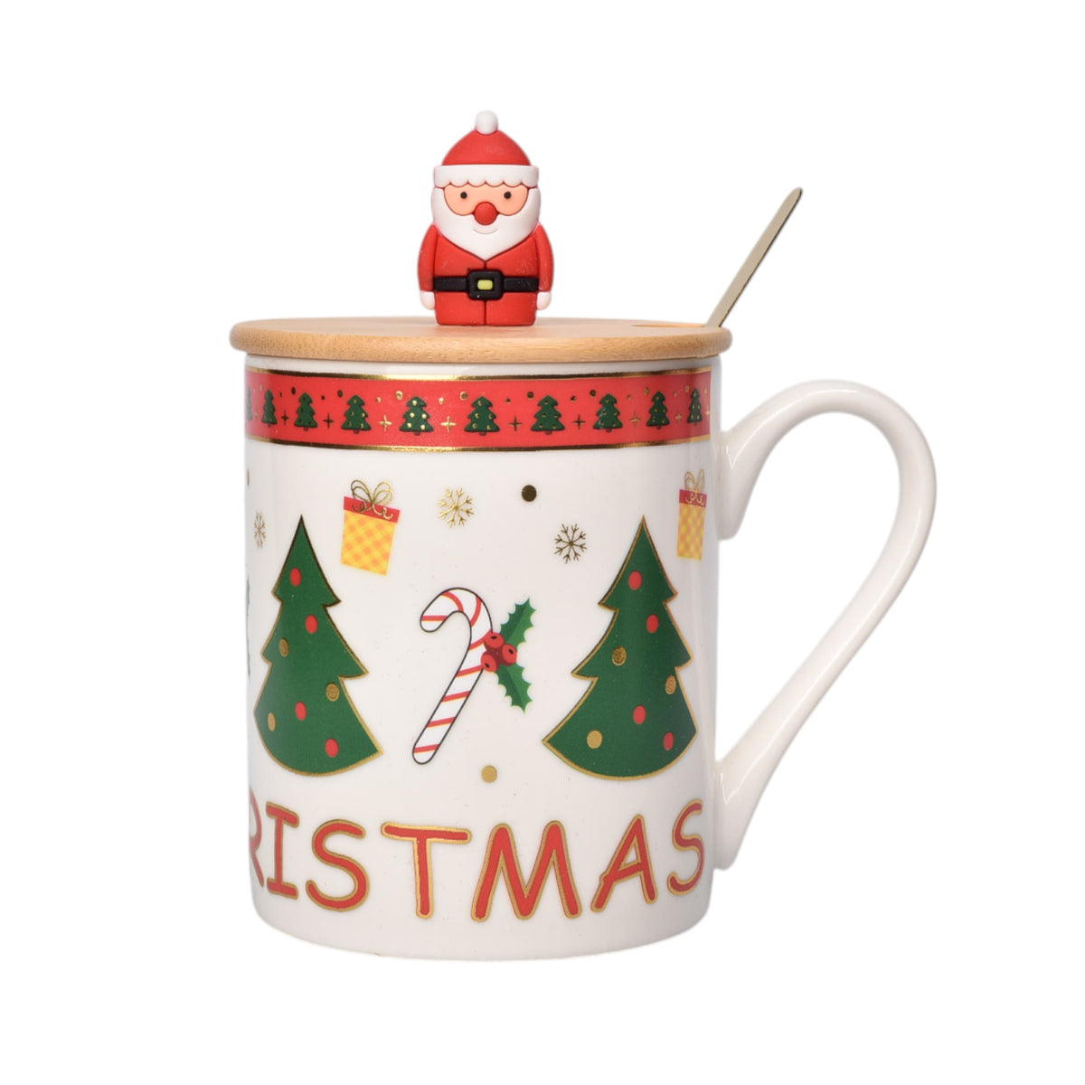 mug pocillo ceramica con cuchara navidad 380ml dim:8x8x9