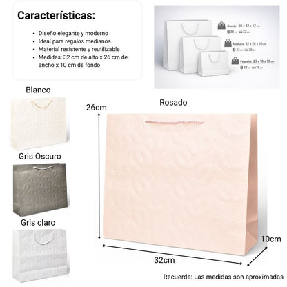BOLSA PARA REGALO VARIOS COLORES DE PAPEL DIM:26X32X10