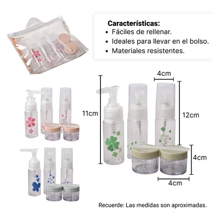 KIT 5 ENVASES RECARGABLES VIAJERO PLASTICO 35ML