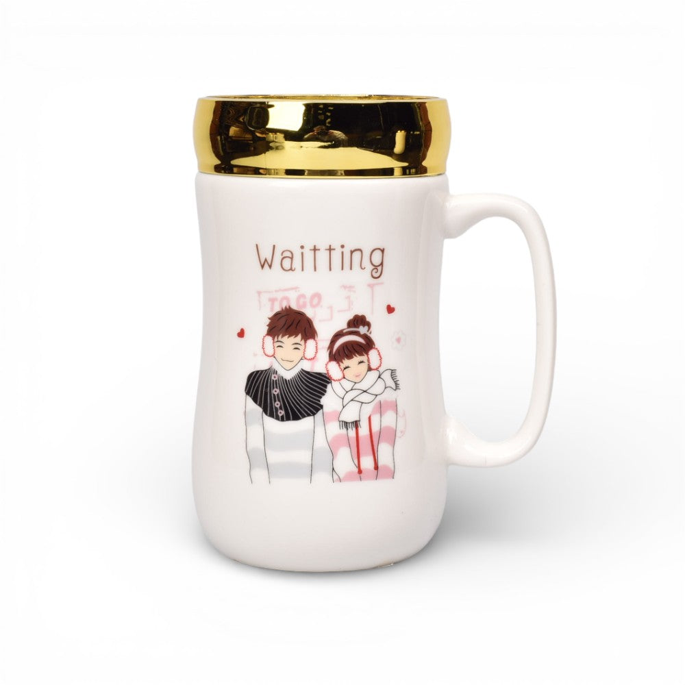 mug pocillo ceramica tapa espejo 420ml dim:7x7x14