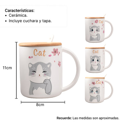 POCILLO GRANDE CERAMICA MUG CON CUCHARA