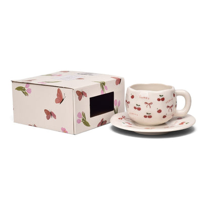 POCILLO SET CON PLATO 140ML CERAMICA