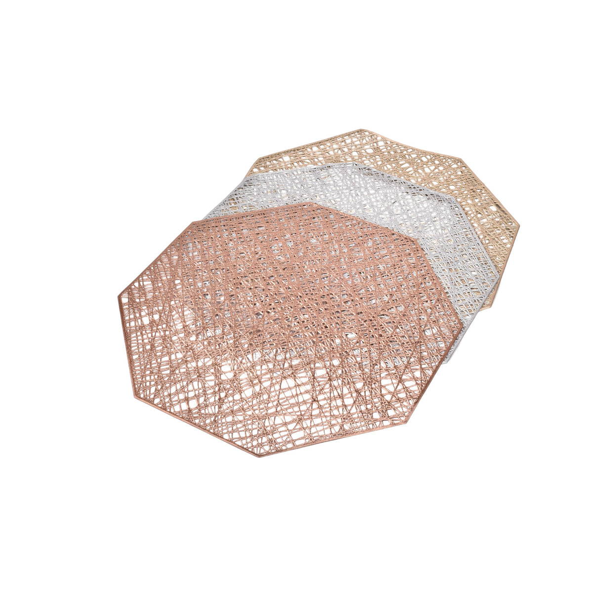 individuales octagono oro rosa-plateado-dorado dim:38x38