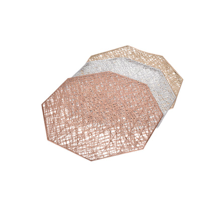 INDIVIDUALES OCTAGONO ORO ROSA-PLATEADO-DORADO DIM:38X38