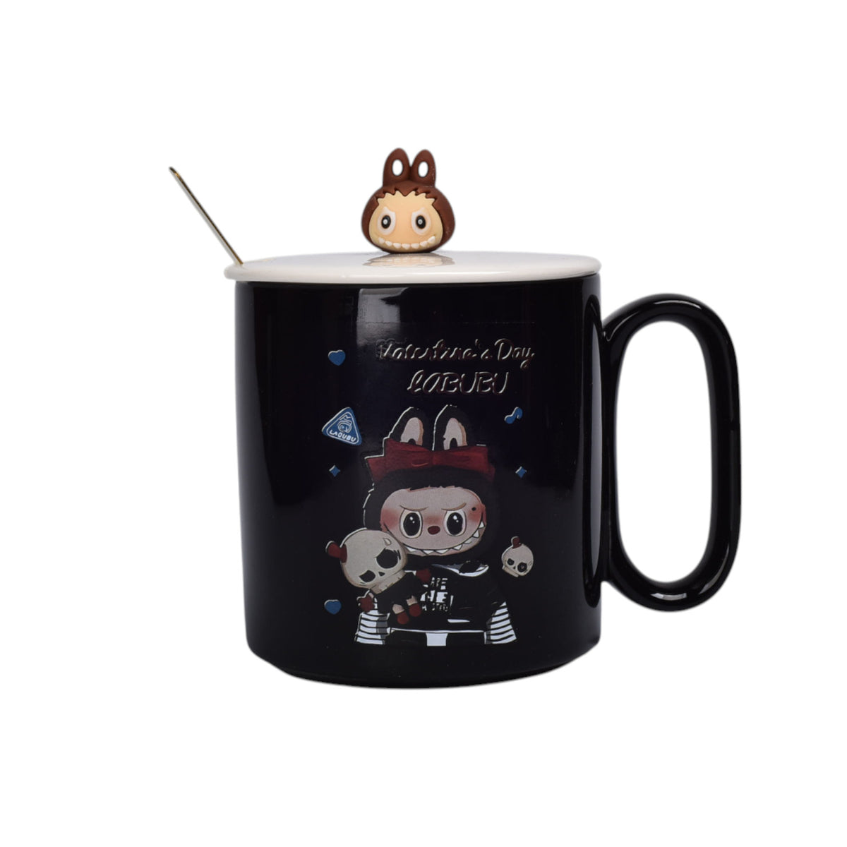 mug pocillo ceramica personaje con tapa de 420ml