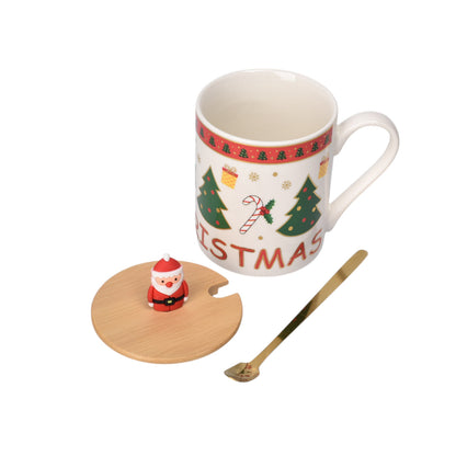 MUG POCILLO CERAMICA CON CUCHARA NAVIDAD 380ML DIM:8X8X9