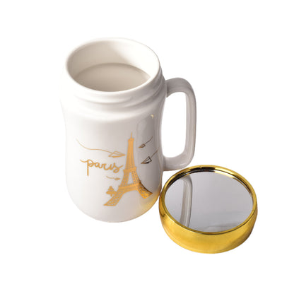 MUG POCILLO CERAMICA DIFERENTES DISEÑOS CON TAPA DE 400ML