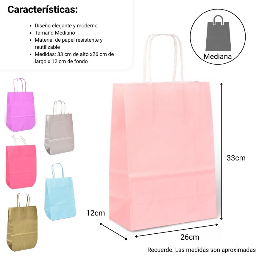 bolsa para regalo de papel dim:26x33x12