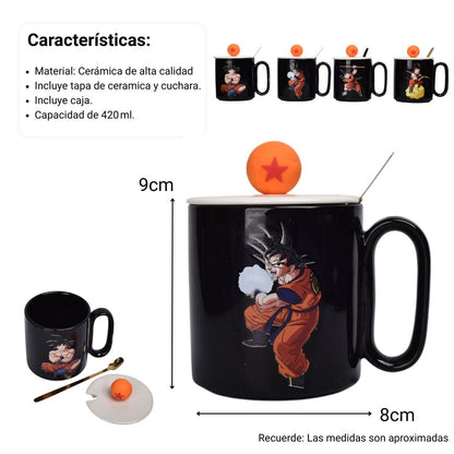MUG POCILLO CERAMICA PERSONAJE CON TAPA DE 420ML