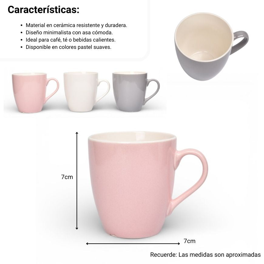 mug pocillo ceramica colores 180ml dim: 7x7x8