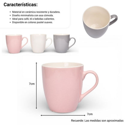 MUG POCILLO CERAMICA COLORES 180ML DIM: 7X7X8