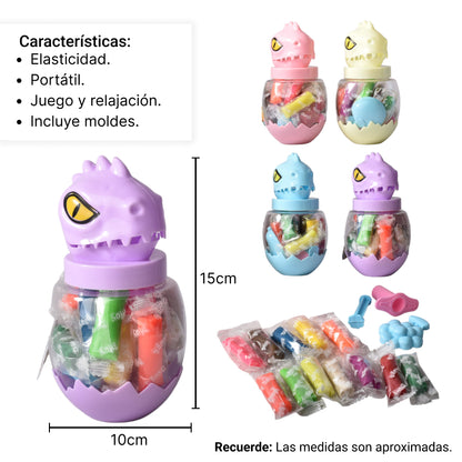 SET PLASTILINA MOLDEABLE ACCESORIOS FORMA DINOSAURIO