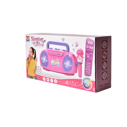 JUGUETE KARAOKE ROSADO CON MICROFONO DE PLASTICO CON SONIDO