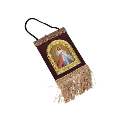 ADORNO DORADO CON IMAGEN CATOLICA PLASTICA DIM:20X10