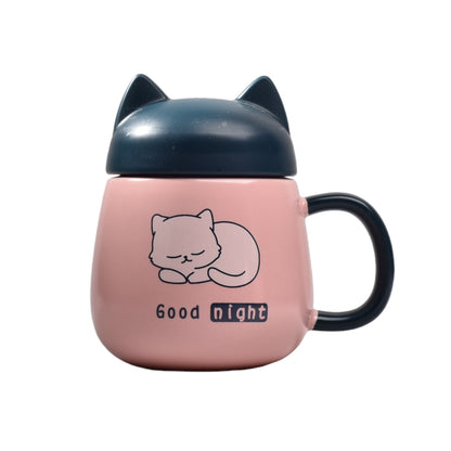 MUG POCILLO CERAMICA CON TAPA DISEÑO GATO