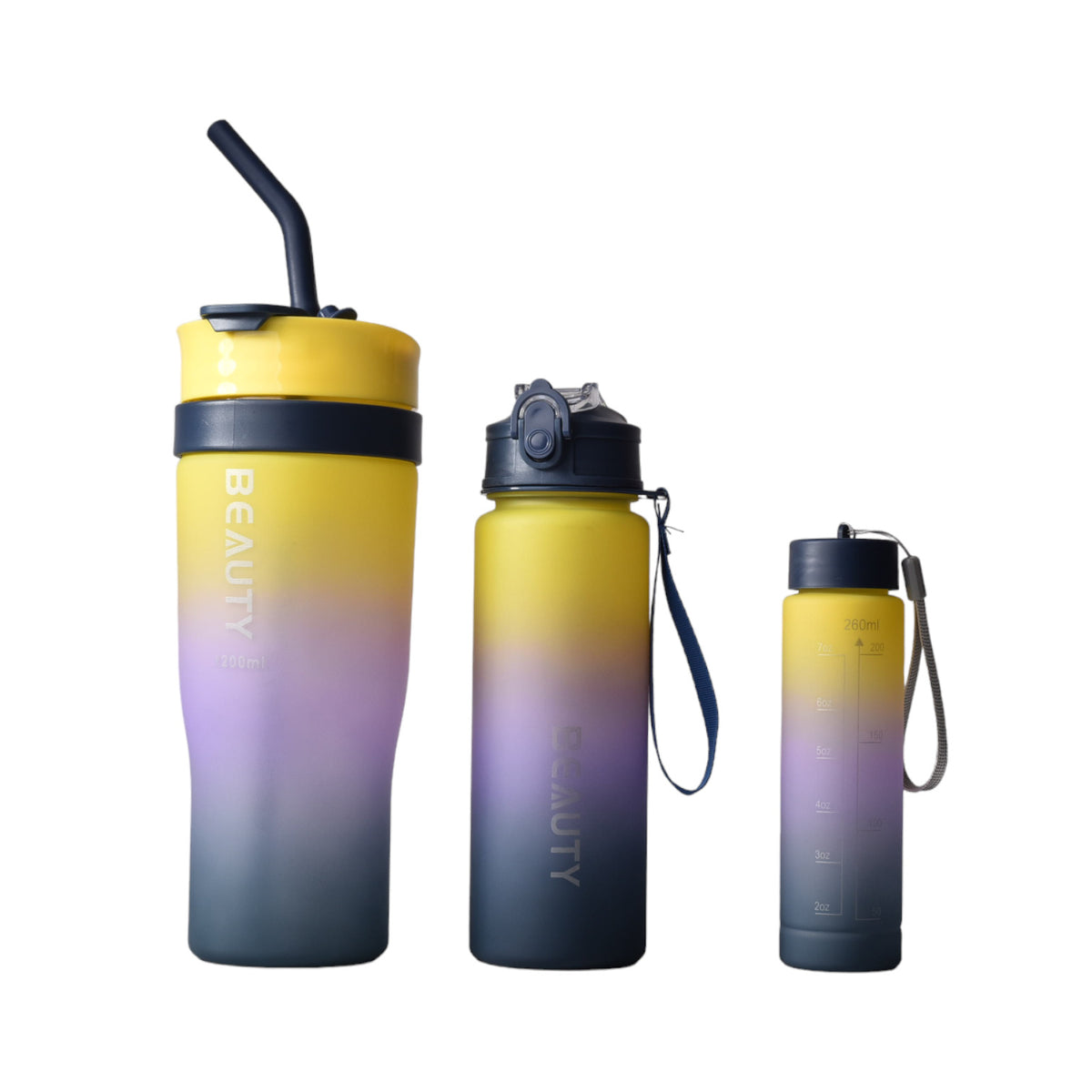 set por 3und botella agua con pitillo