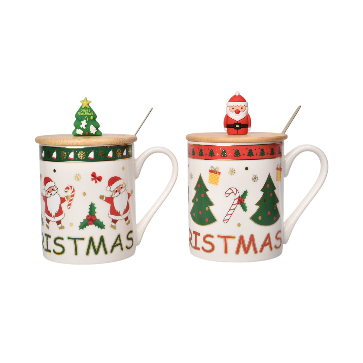 mug pocillo ceramica con cuchara navidad 380ml dim:8x8x9