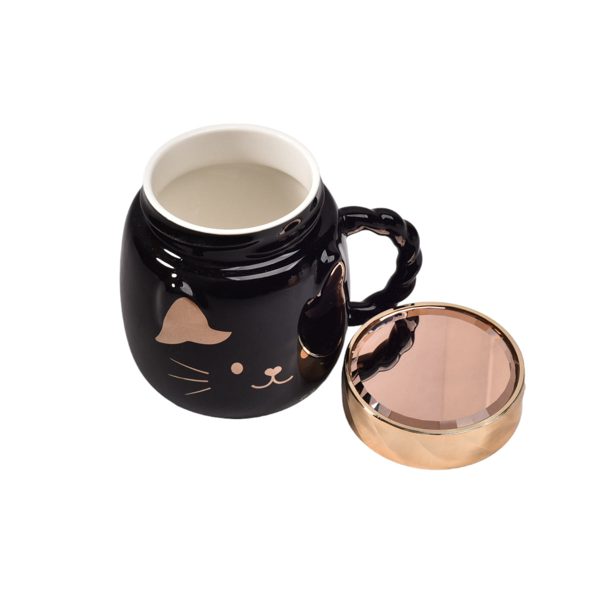 mug pocillo de gato con tapa ceramica