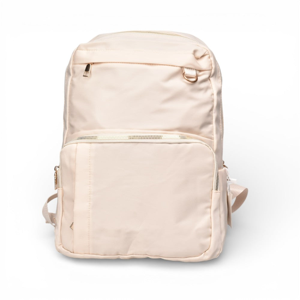 maleta morral negro y beige poliester dim:39x28x12