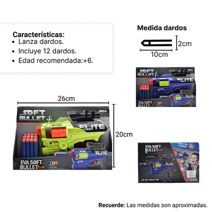PISTOLA LANZA DARDOS X 12 DARDOS (6490Z-4)
