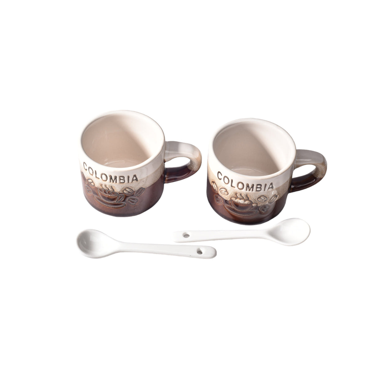 set 2pcs pocillos con cucharas  ceramica dim:5x5x5