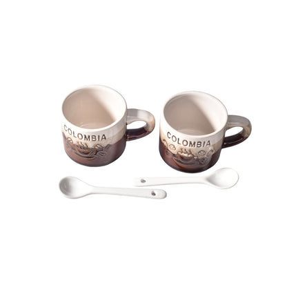 SET 2PCS POCILLOS CON CUCHARAS  CERAMICA DIM:5x5x5