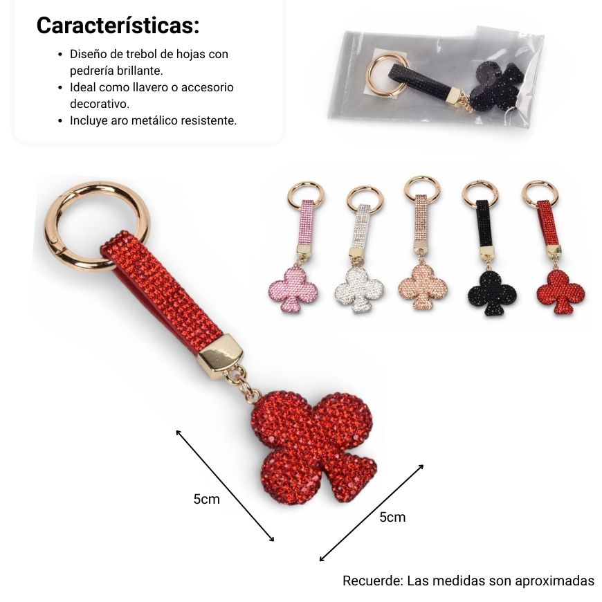 llavero resina y metal trebol dim:5x4x1